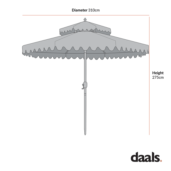 Fabienne Pink and White Striped 3M Double Top Crank and Tilt Parasol