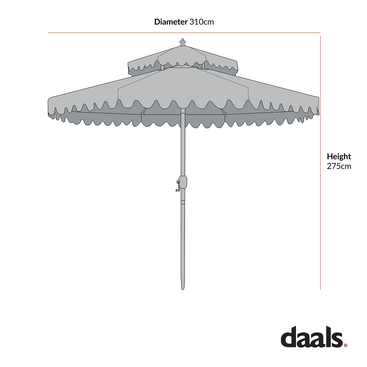 Fabienne Sage Green and White Striped 3M Double Top Crank and Tilt Parasol
