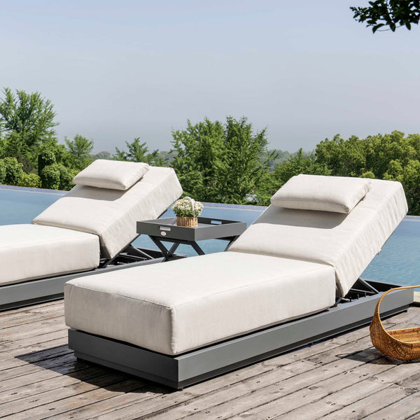 Pedra Rope and Aluminium Outdoor Sun Lounger, Grey