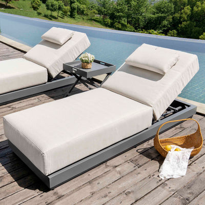 Pedra Rope and Aluminium Outdoor Sun Lounger, Grey
