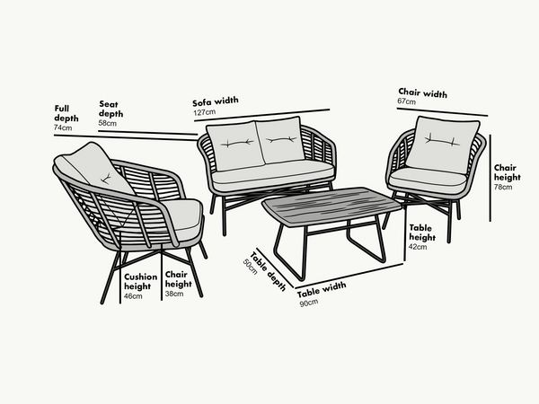 St Loy Natural 4 Seater Rattan Sofa set