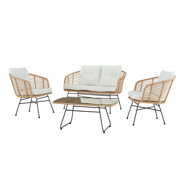 St Loy Natural 4 Seater Rattan Sofa set