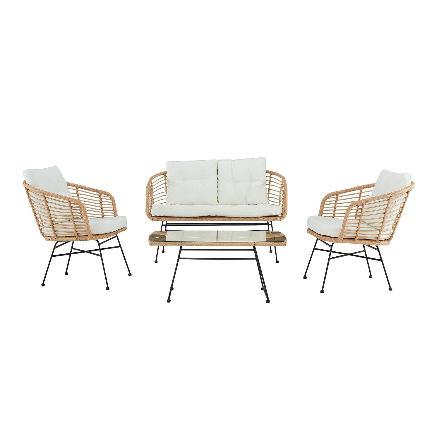 St Loy Natural 4 Seater Rattan Sofa set