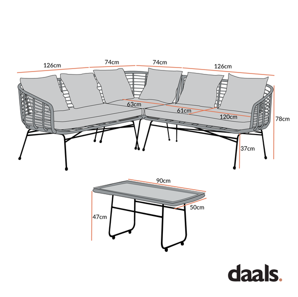 St Loy Natural Rattan Corner Sofa Set with Table
