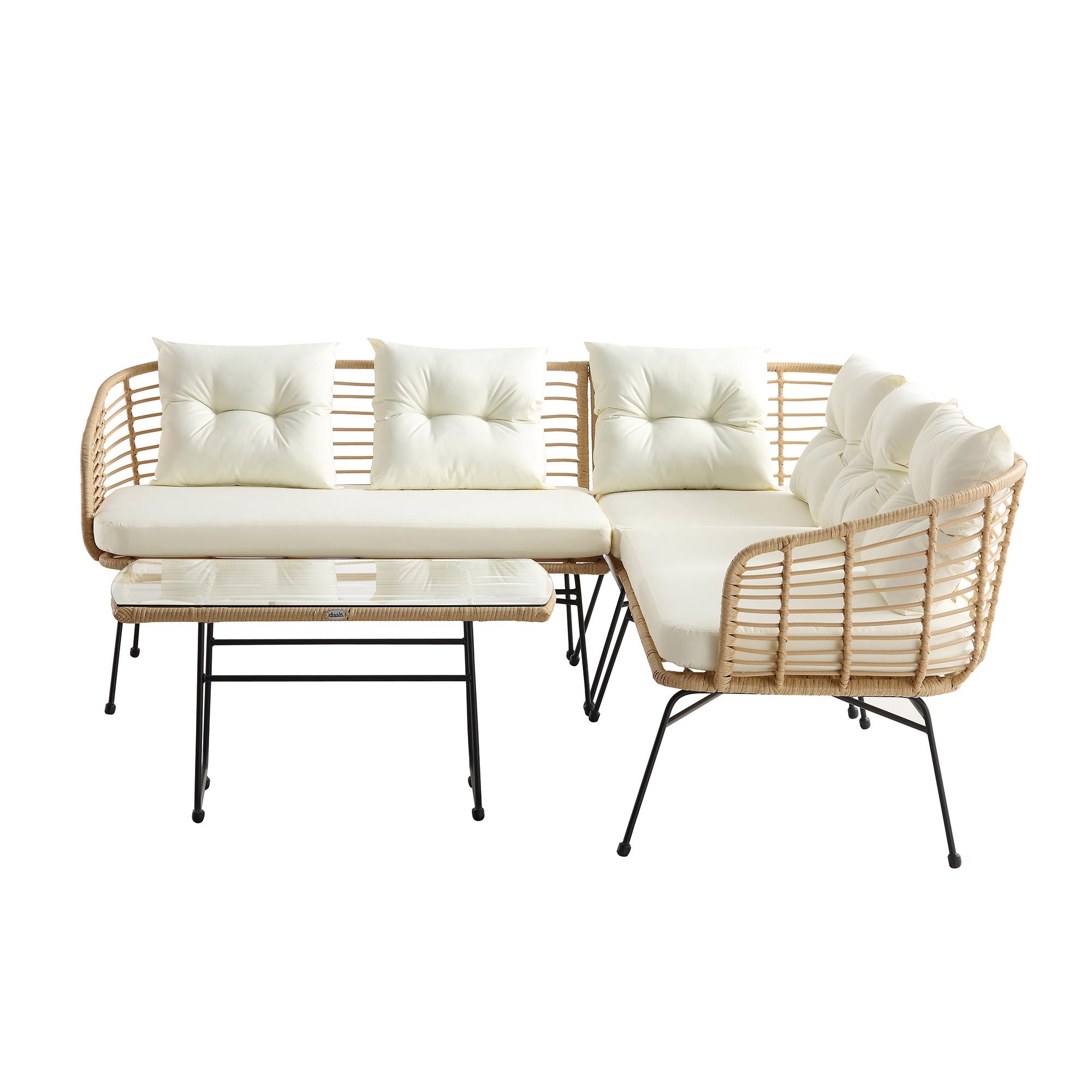 St Loy Natural Rattan Corner Sofa Set with Table