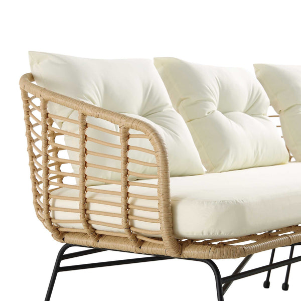 St Loy Natural Rattan Corner Sofa Set with Table