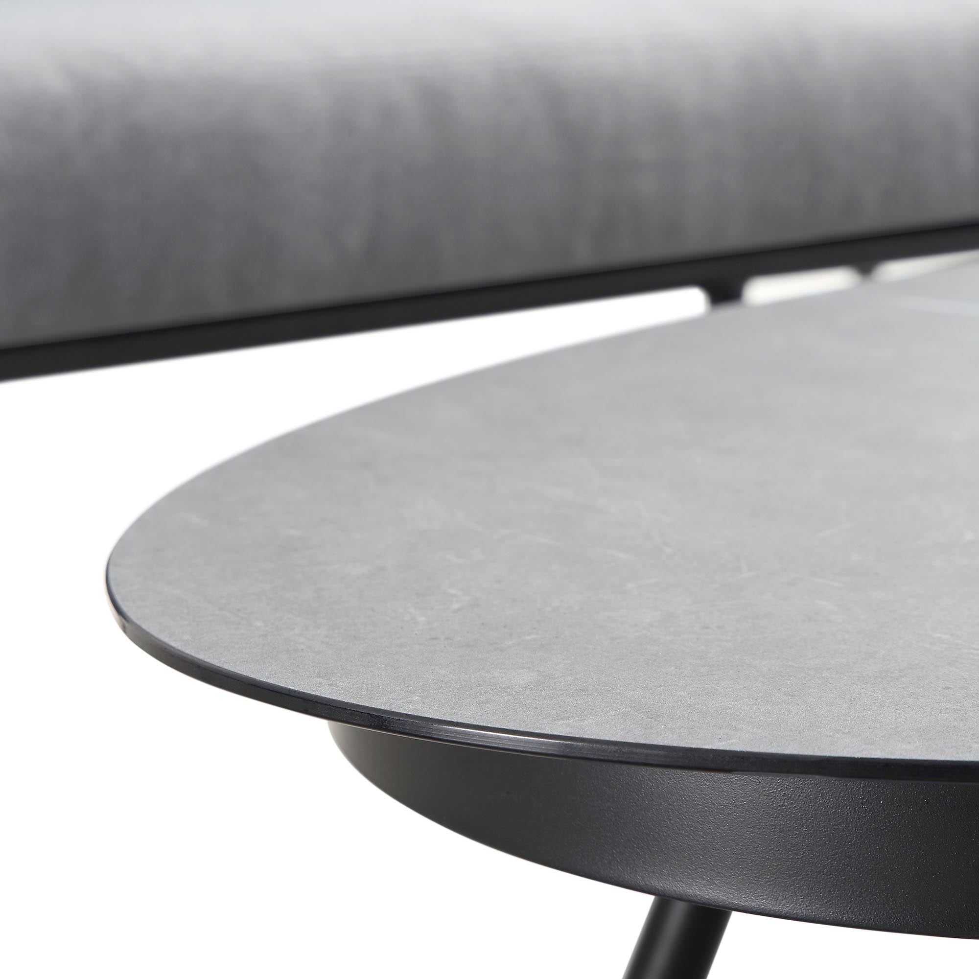 Montebello 4-Seater Outdoor Black Rope and Aluminium Sofa Set with Grey Ceramic Coffee Table