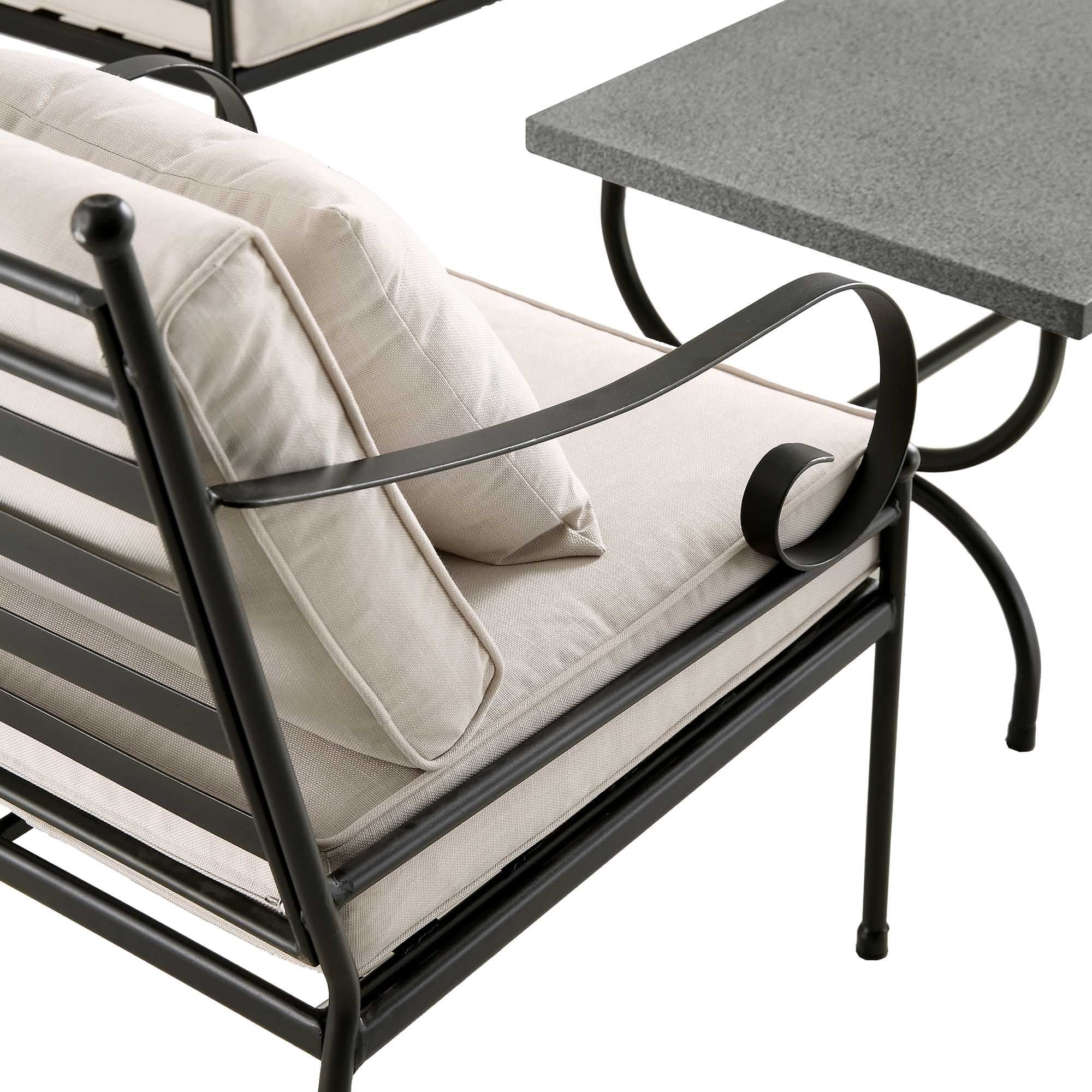 Haymes Indoor and Outdoor Metal Sofa Set with Coffee Table, Beige