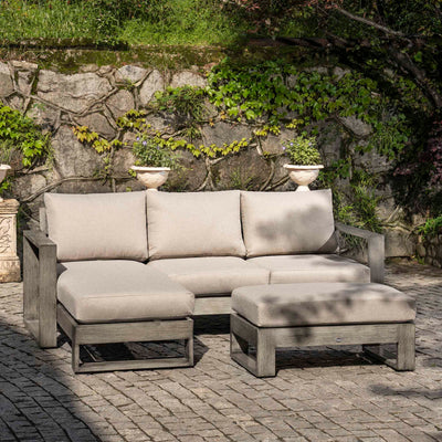 Montrose Aluminium Outdoor Sofa Set with Chaise, Brushed Silver Oak