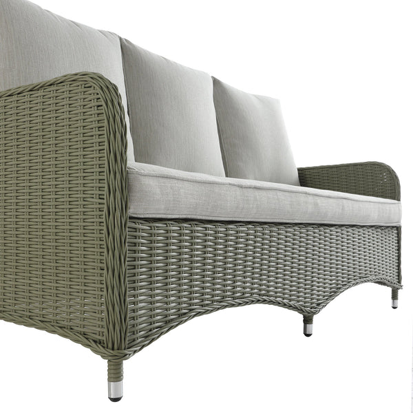 Hampshire 7-Seater Round Wicker Rattan Sofa Set with Rising Table, Desert Sage