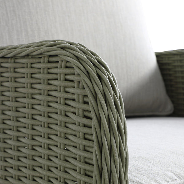 Hampshire 7-Seater Round Wicker Rattan Sofa Set with Rising Table, Desert Sage