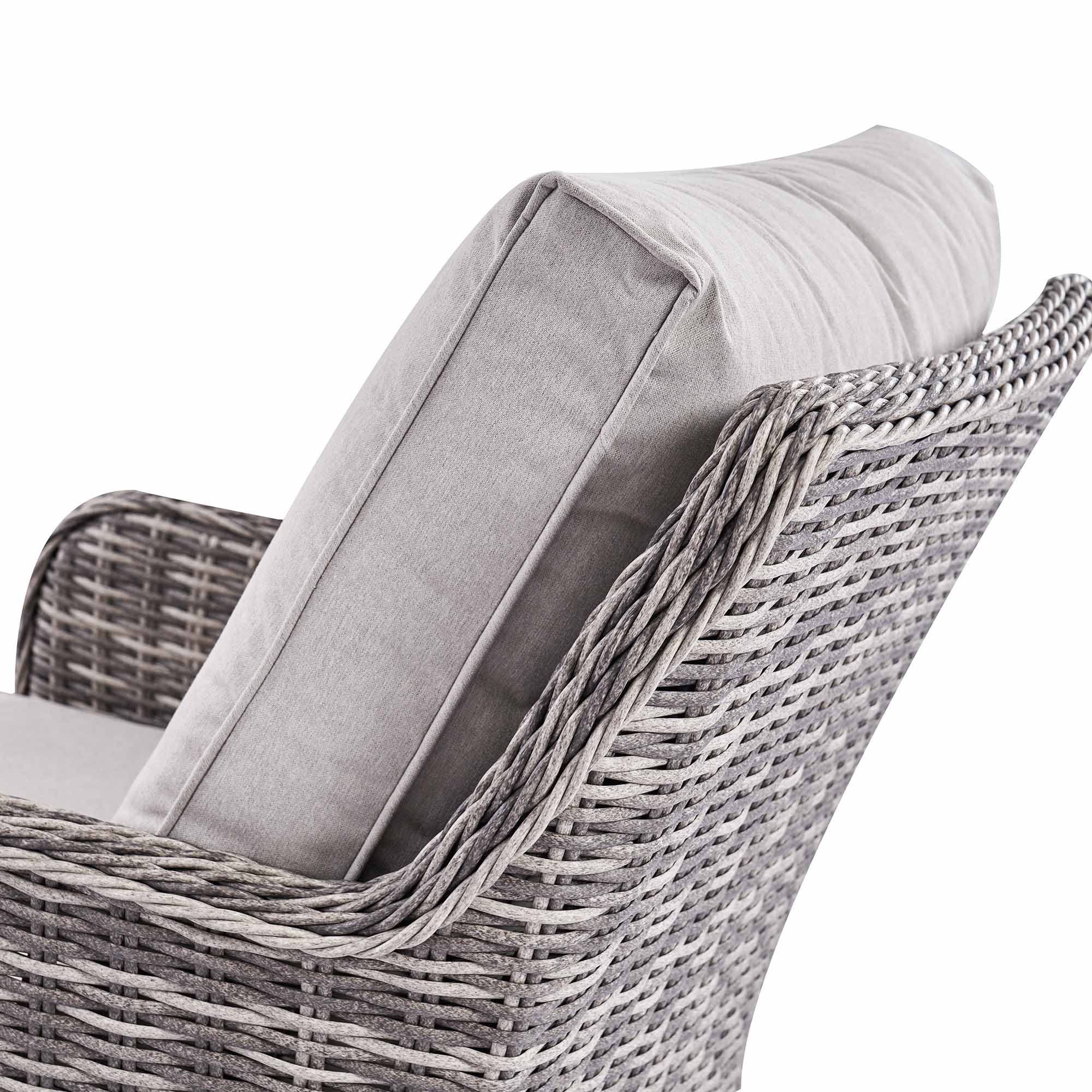 Hampshire 7-Seater Round Wicker Rattan Sofa Set with Rising Table, Light Grey