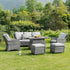 Hampshire 7-Seater Round Wicker Rattan Sofa Set with Rising Table, Light Grey