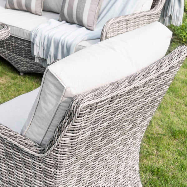 Hampshire 7-Seater Round Wicker Rattan Sofa Set with Rising Table, Light Grey