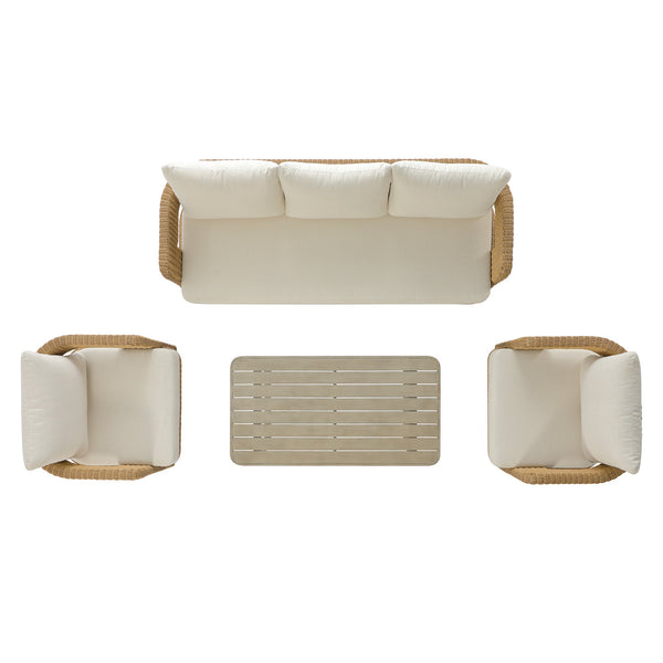 Stanford Round Wicker Outdoor 5-Seater Sofa Set, Natural