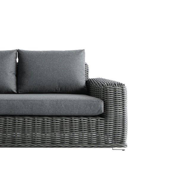 Bellagio Round Wicker Sofa Set with Coffee Table, Dark Grey