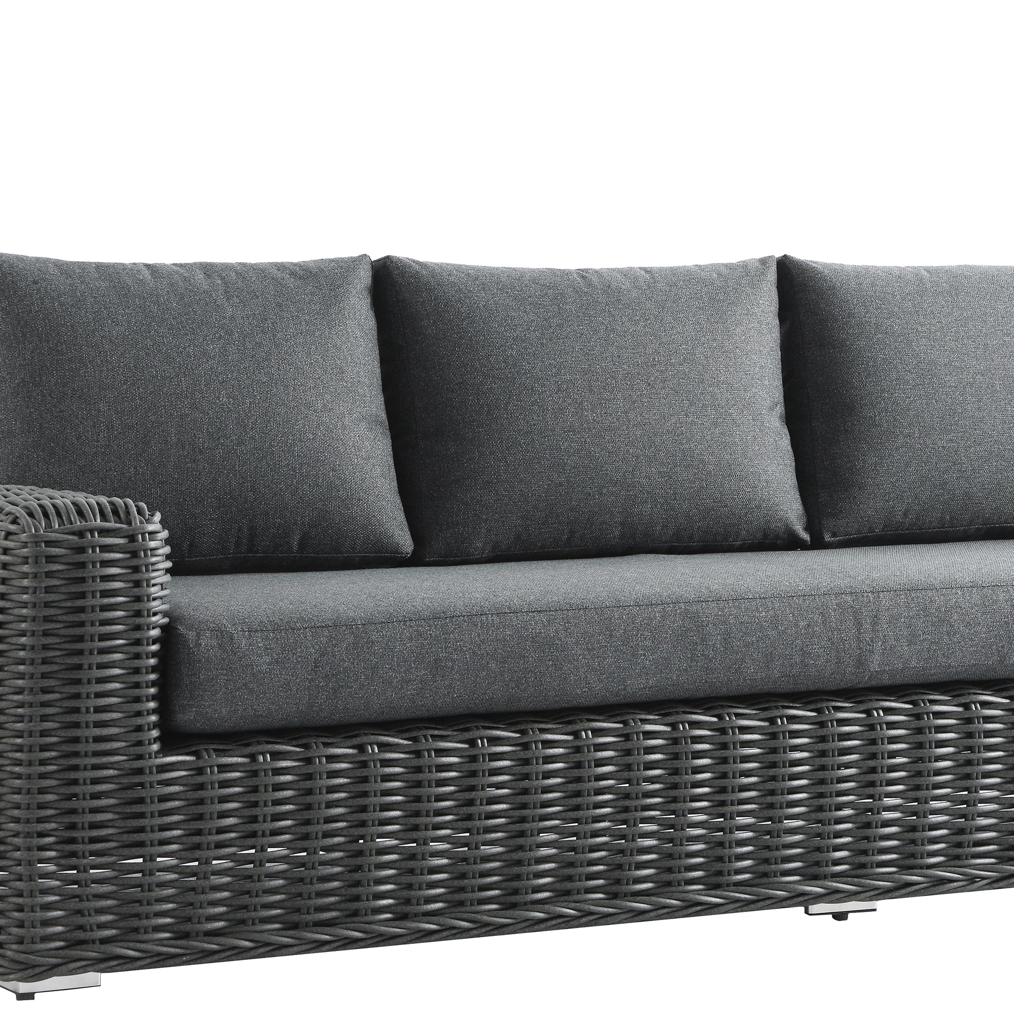 Bellagio Round Wicker Sofa Set with Coffee Table, Dark Grey