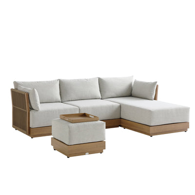 Pedra Rope and Aluminium Outdoor Chaise Sofa Set, Natural