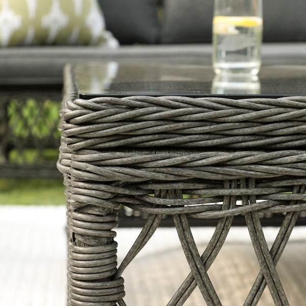 Willowbrook Lattice Weave Rattan 7-Seater Large Sofa Set, Dark Grey