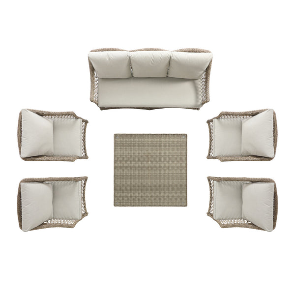 Willowbrook Lattice Weave Rattan 7-Seater Large Sofa Set, Natural