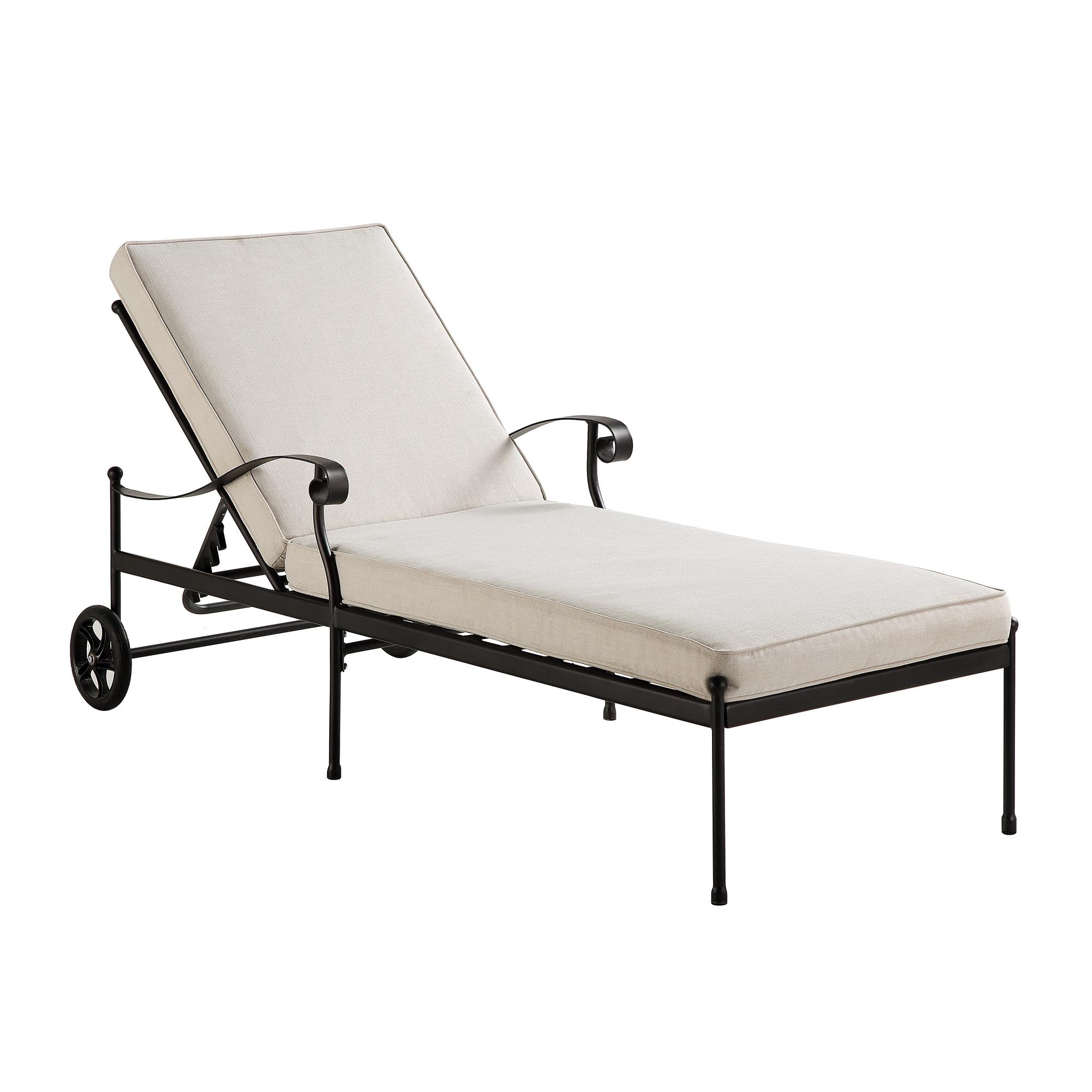 Haymes Metal Sun Lounger with Wheels, Beige