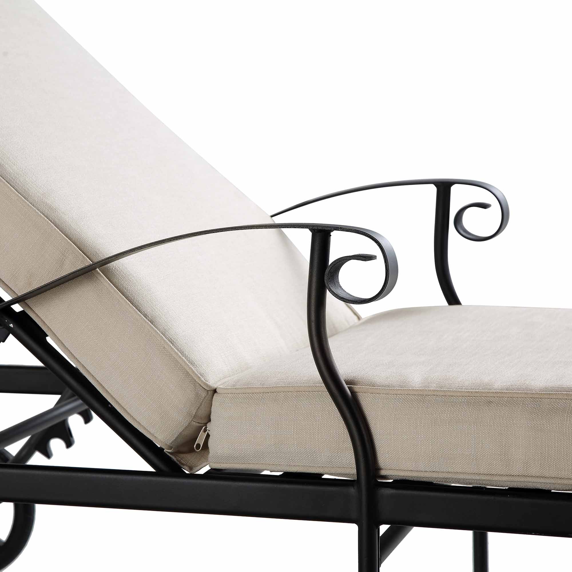 Haymes Metal Sun Lounger with Wheels, Beige