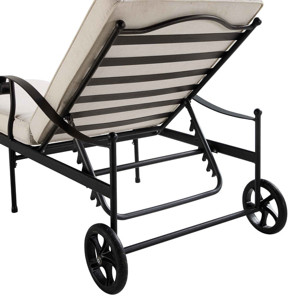 Haymes Metal Sun Lounger with Wheels, Beige