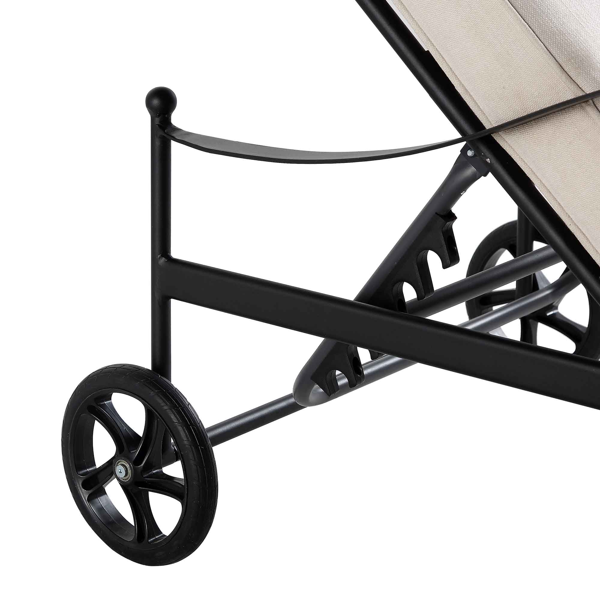 Haymes Metal Sun Lounger with Wheels, Beige