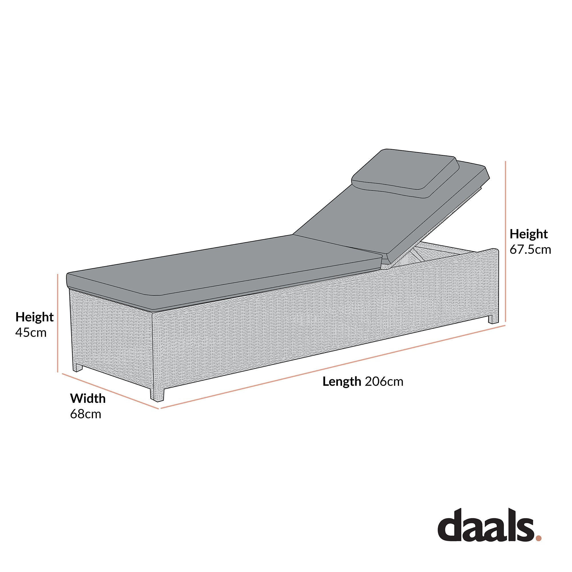Hampshire Round Wicker Rattan Sun Lounger, Light Grey