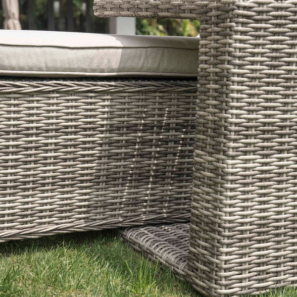 Hampshire Round Wicker Rattan Sun Lounger, Light Grey