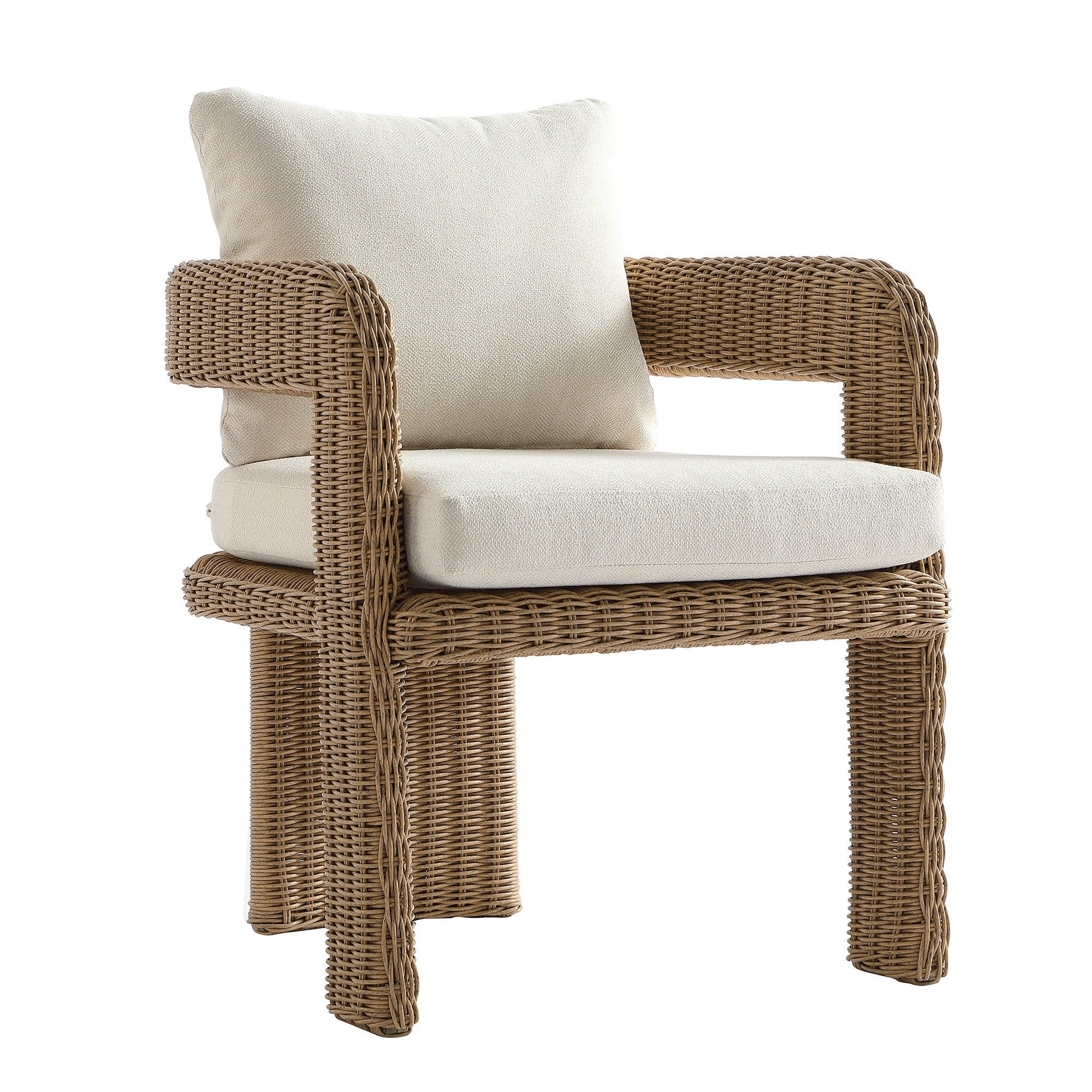 Stanford Round Wicker Outdoor Dining Chair Set, Natural