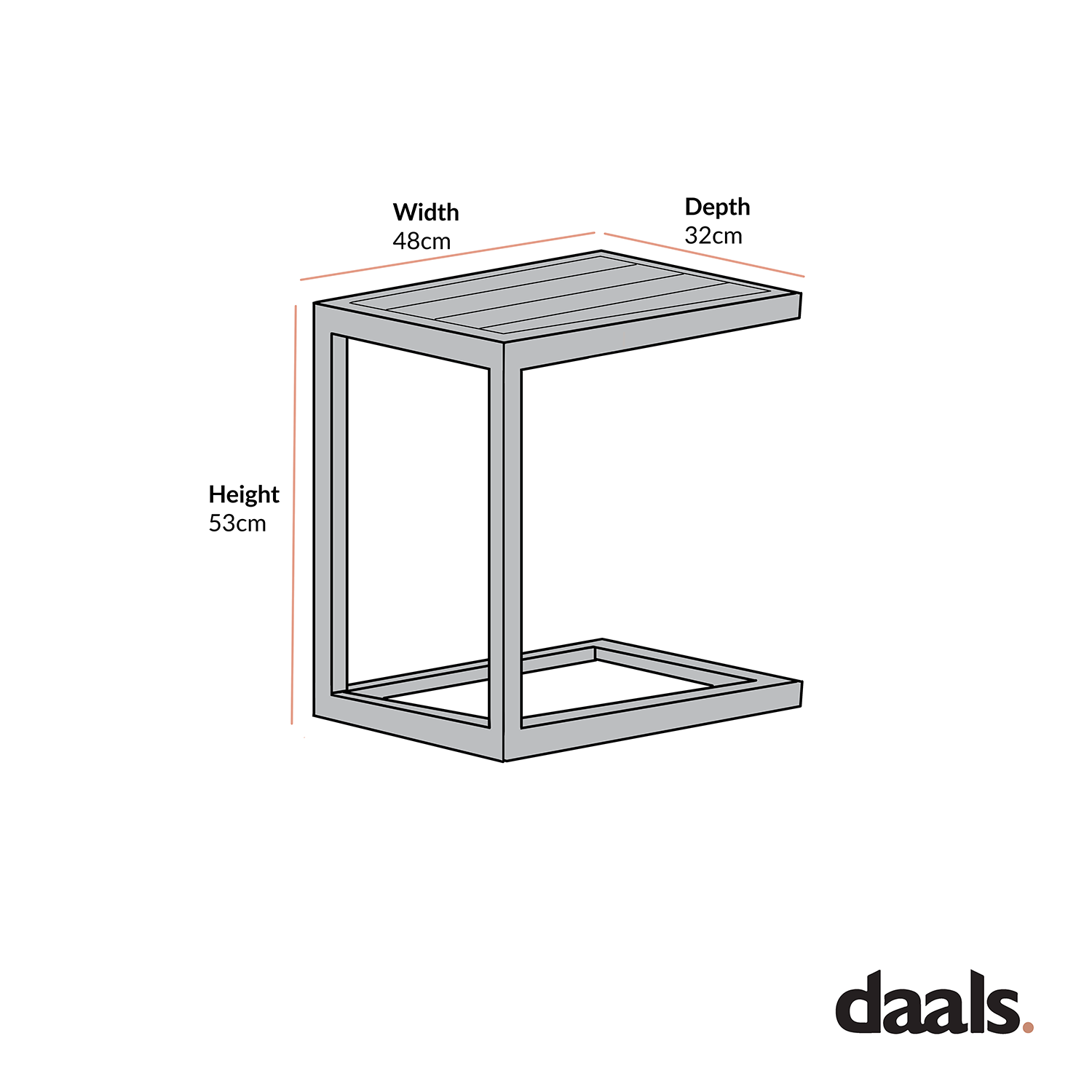Albany Aluminium Side Table, Grey