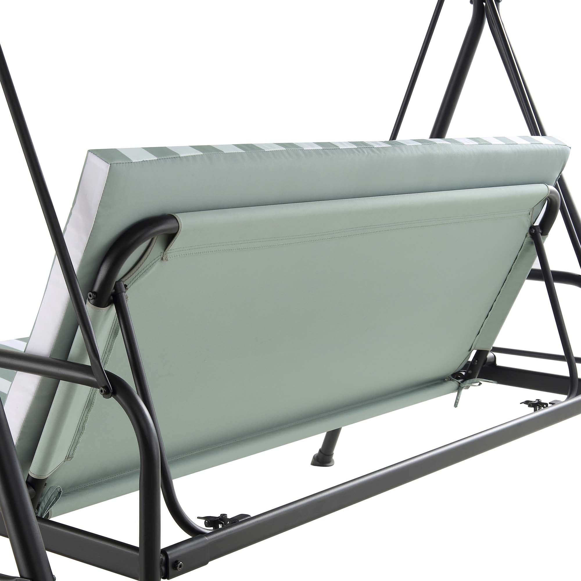 Champneys Outdoor Reclining Swing with Canopy, Sage Green Striped