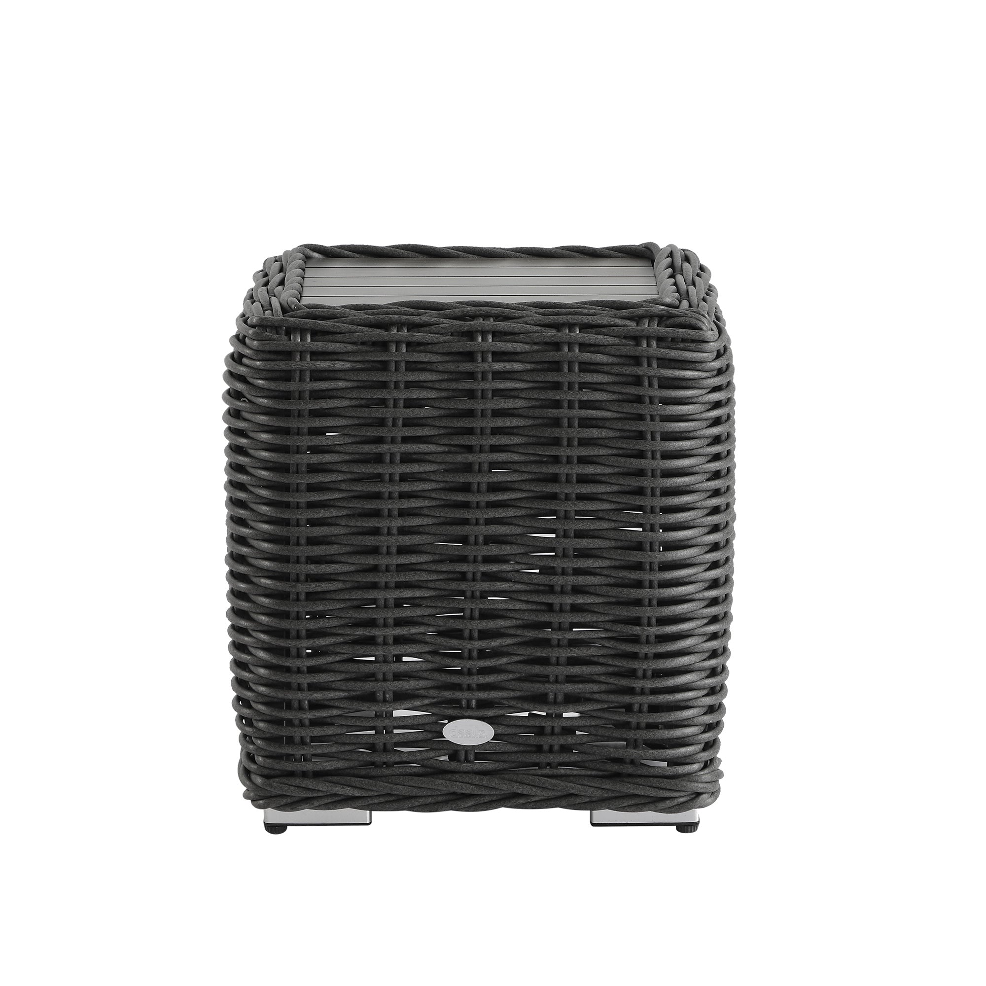 Bellagio Round Wicker Outdoor Side Table, Dark Grey