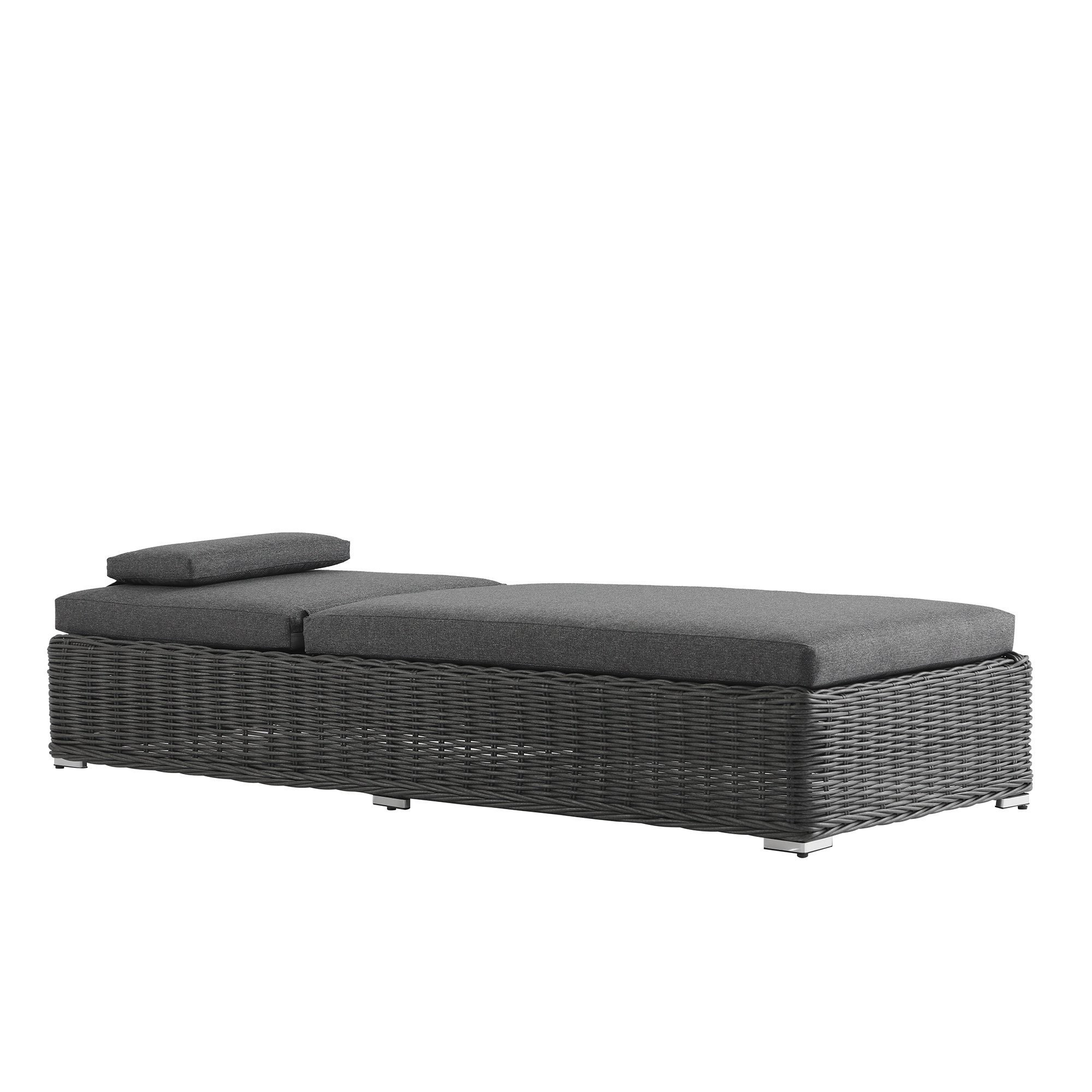 Bellagio Round Wicker Sun Lounger with Headrest, Dark Grey