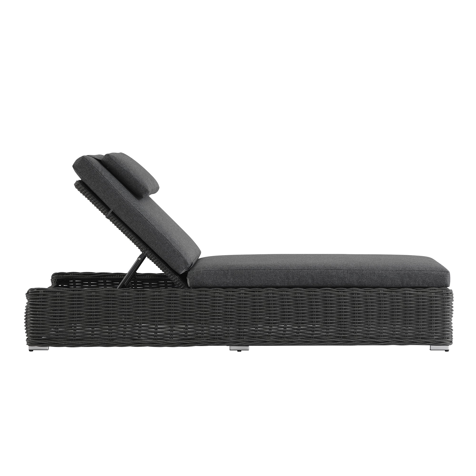Bellagio Round Wicker Sun Lounger with Headrest, Dark Grey