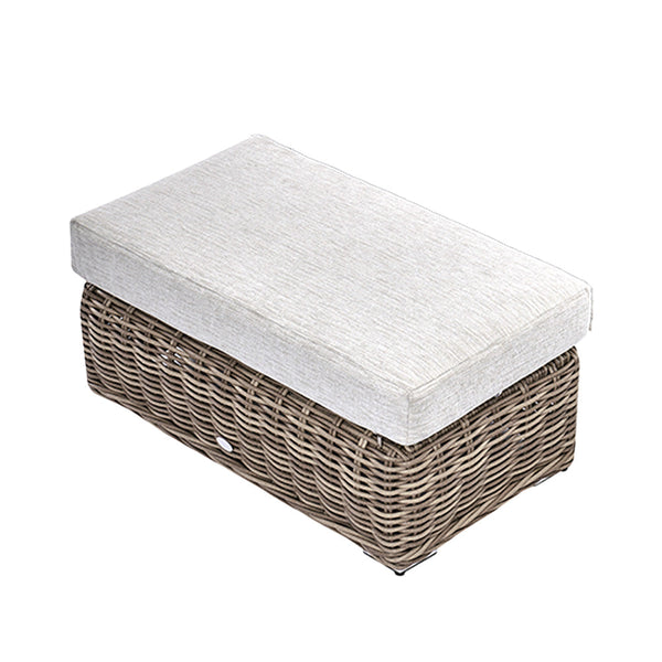 Bellagio Round Wicker Outdoor Bench, Natural