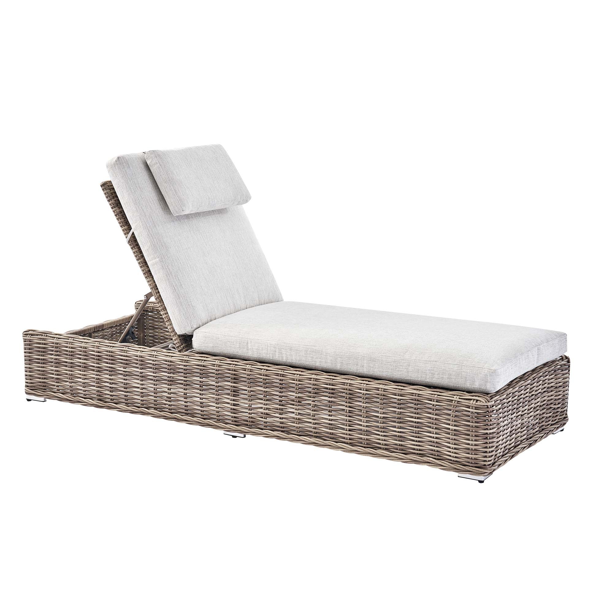 Bellagio Round Wicker Sun Lounger with Headrest, Natural