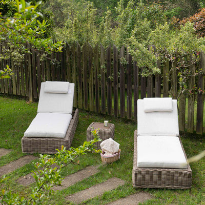 Bellagio Round Wicker Sun Lounger with Headrest, Natural