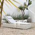 Bellagio Round Wicker Sun Lounger with Headrest, White with Blue Stripes