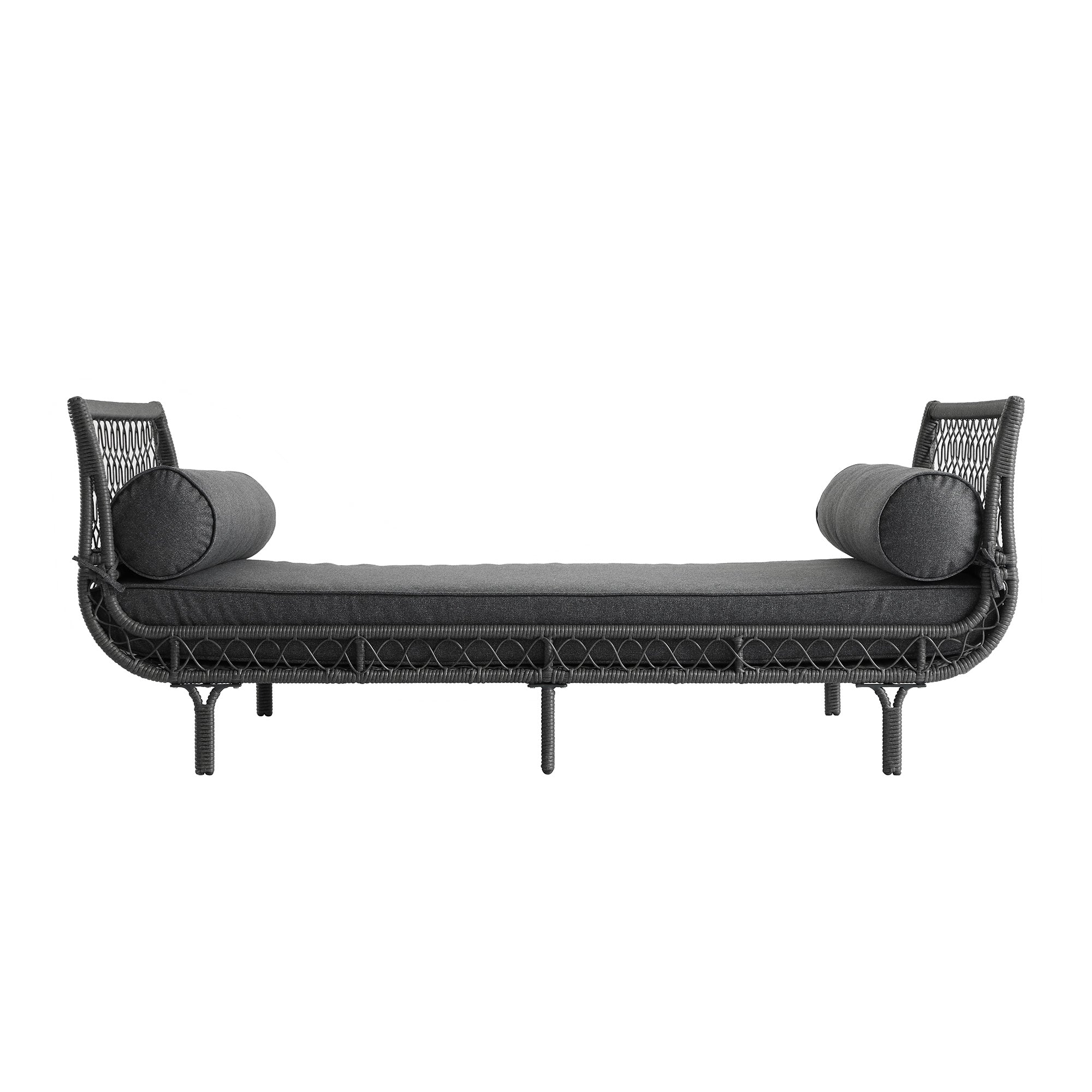 Willowbrook Lattice Weave Rattan Daybed, Dark Grey