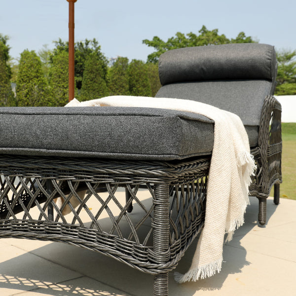 Willowbrook Lattice Weave Rattan Sun Lounger, Dark Grey