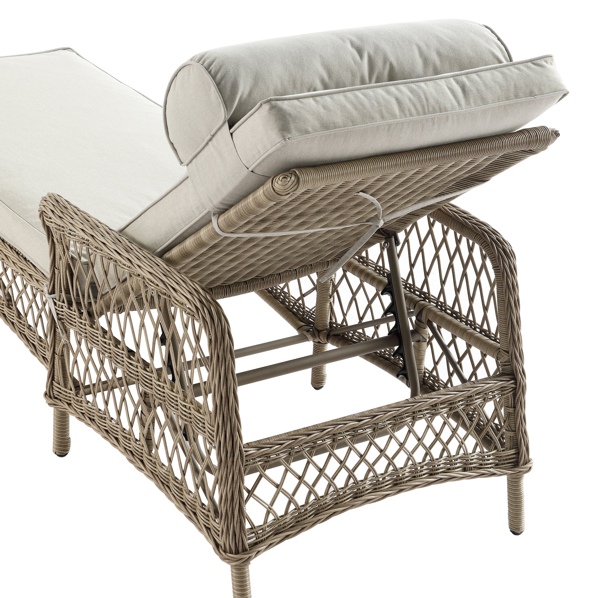Willowbrook Lattice Weave Rattan Sun Lounger, Natural