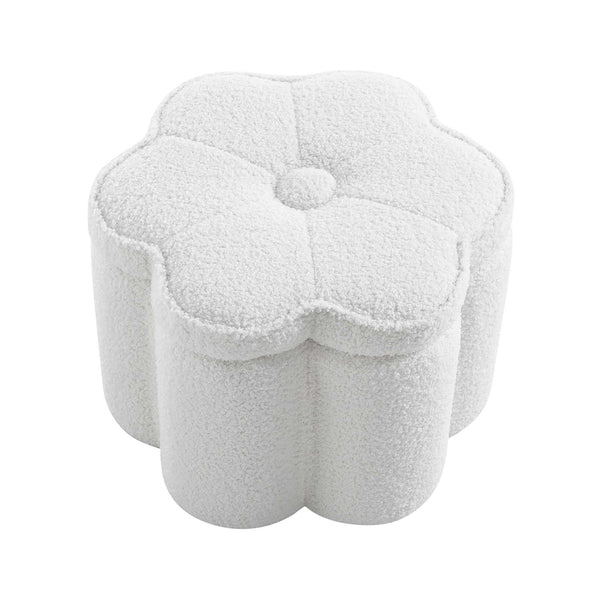 Pollie White Teddy Boucle Storage Stool