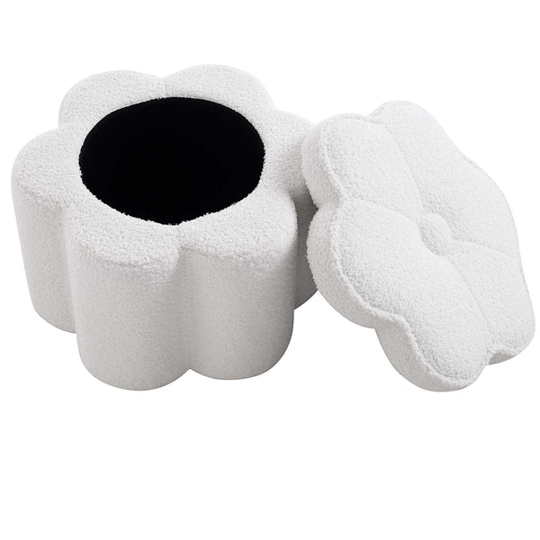 Pollie White Teddy Boucle Storage Stool