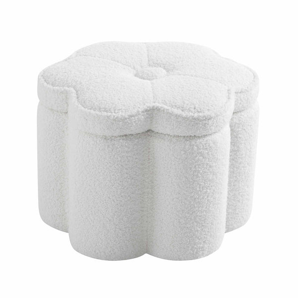Pollie White Teddy Boucle Storage Stool