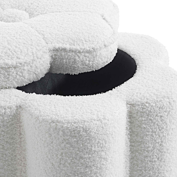 Pollie White Teddy Boucle Storage Stool