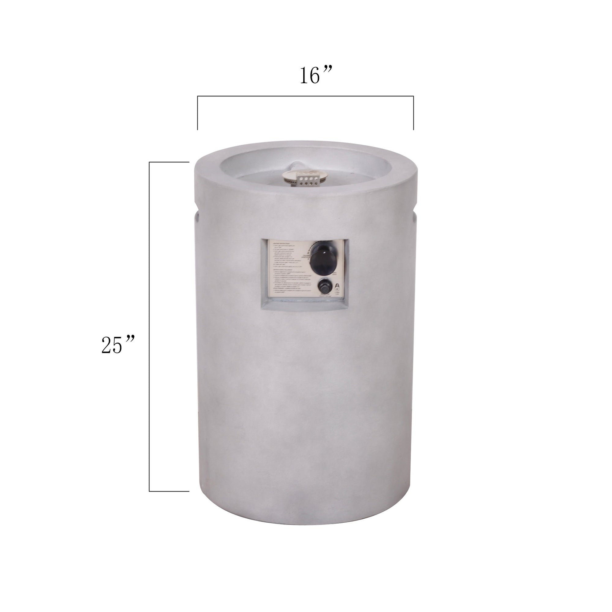Real Concrete Cylinder 25" (63.5cm) Tall Patio Heater