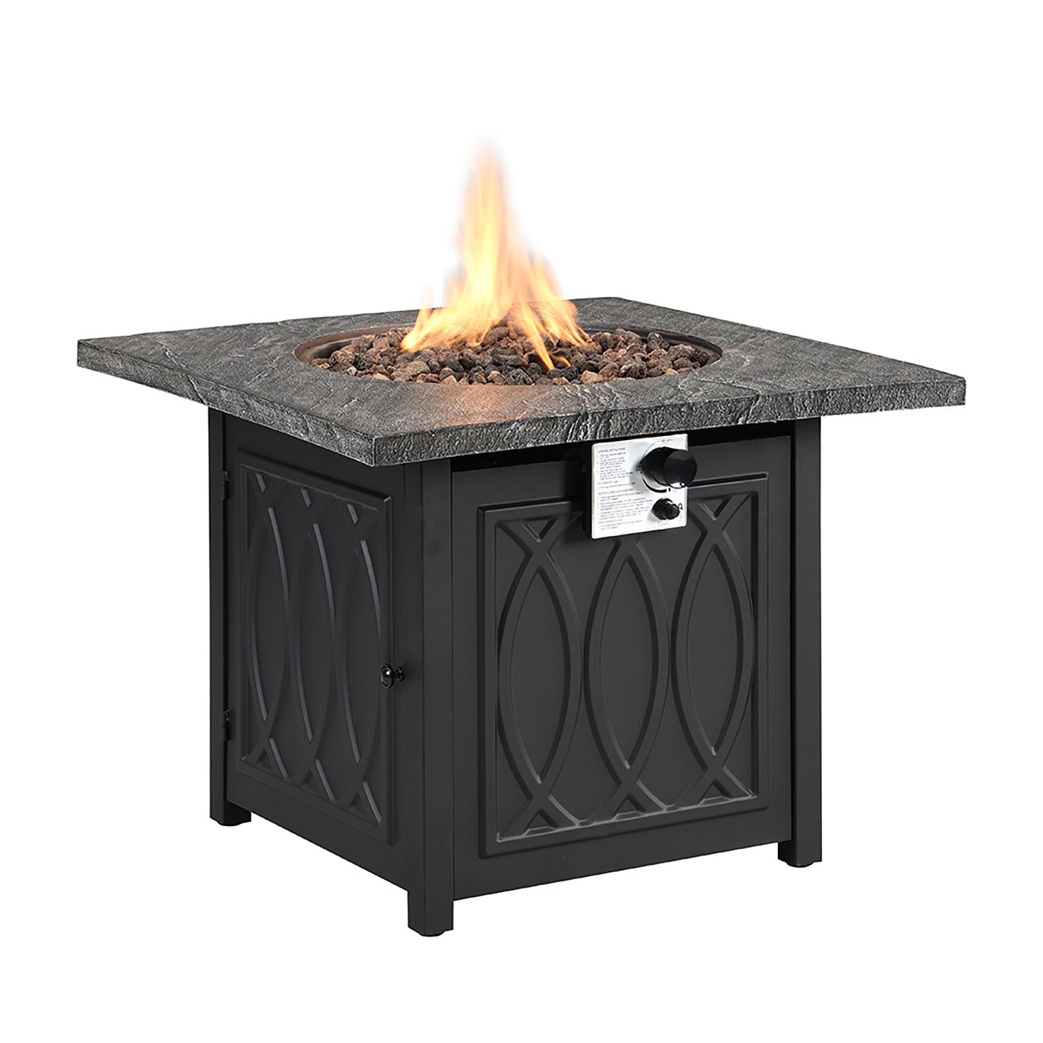 Square Outdoor 32" x 32" 50,000BTUs Real Concrete Gas Firepit Table