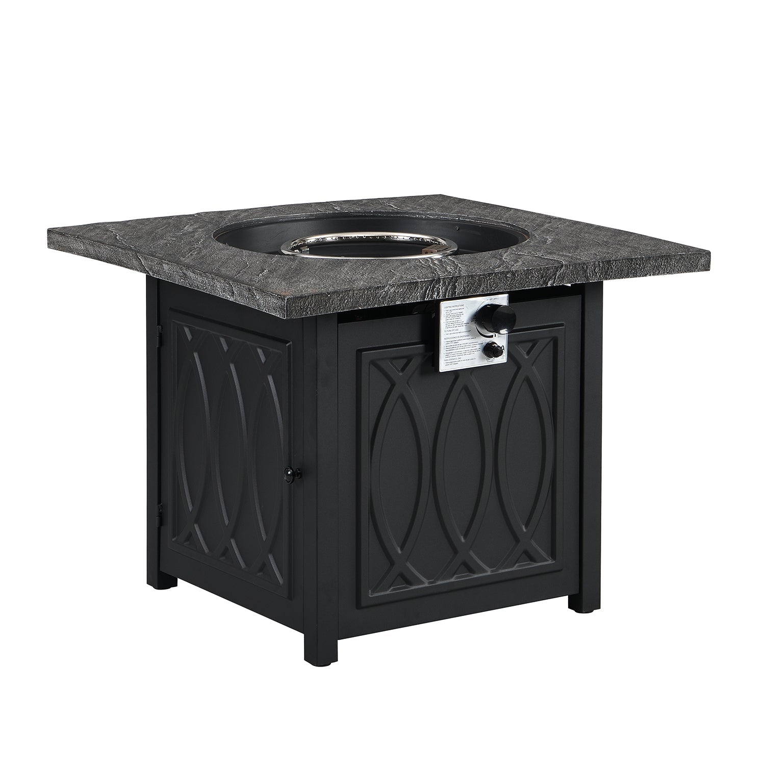 Square Outdoor 32" x 32" 50,000BTUs Real Concrete Gas Firepit Table